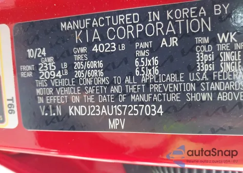 2025 Kia Soul Lx из США, поврежденный, VIN KNDJ23AU1S7257034